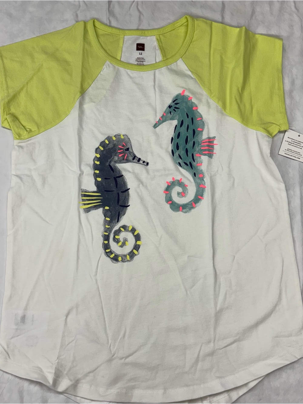 NEW Tea Collection Girls Raglan Short Sleeve Tea Seahorse Size 12